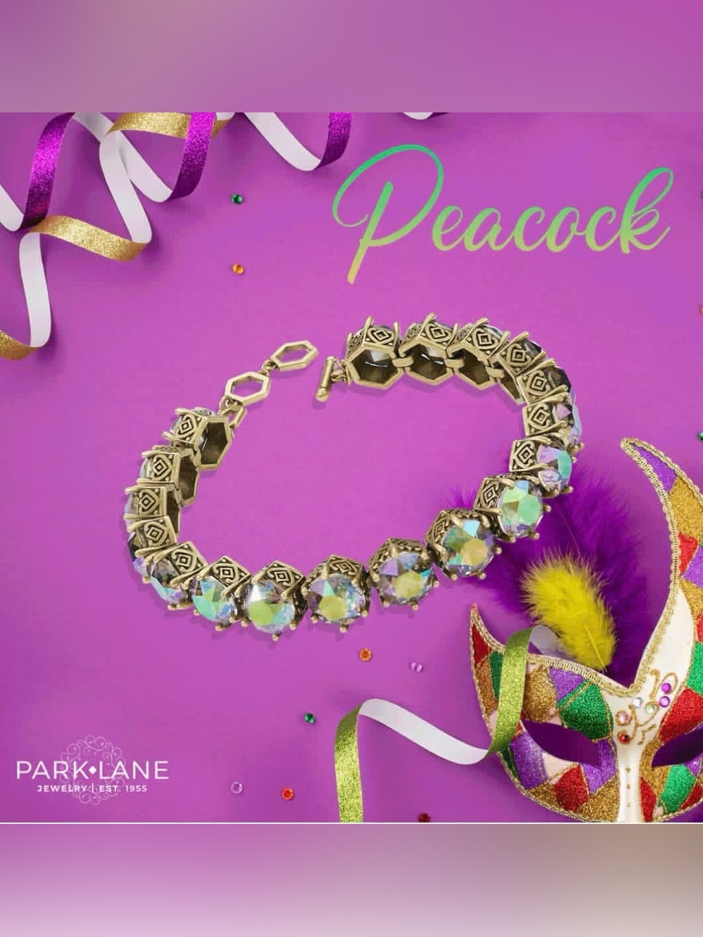 Park Lane Peacock Honeycomb Crystal Bracelet Antique Gold NWT